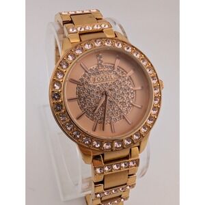 Fossil Jesse Watch Women 34mm Case 6.5" Rose Gold Band ES3657- New Battery